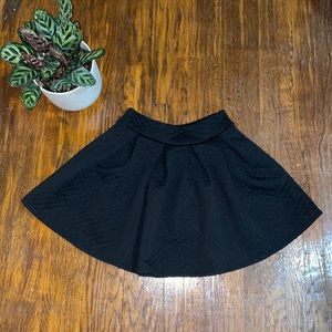 Black Quilted Skater Skirt